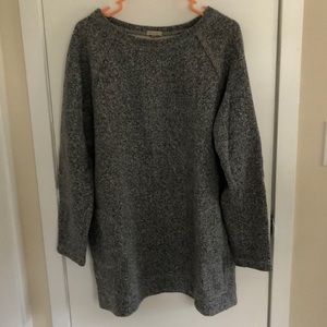 Thick, long, gray sweater